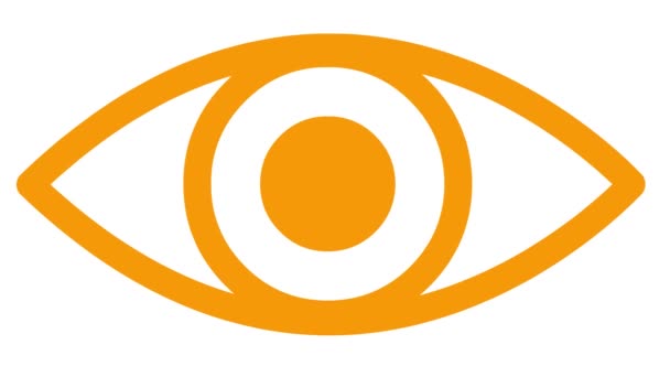 动画橙色的眼睛关闭 眨眼一眨眼 直线图标 循环视频 白色背景的矢量说明 — 图库视频影像