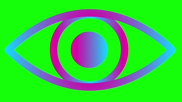 Animado Rosa Olho Azul Perto Pisca Olho Ícone Linear Vídeo — Vídeo de Stock