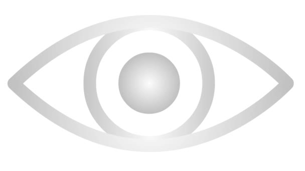 动画银色的眼睛关闭 眨眼一眨眼 直线图标 循环视频 白色背景的矢量说明 — 图库视频影像
