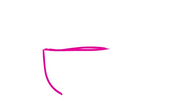 Рисуется Анимированный Розовый Символ Чашки Чая Пурпурный Линейный Значок Концепция — стоковое видео