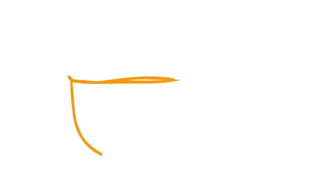 生动的橙色象征杯茶被画了出来 直线图标 咖啡店的概念在白色背景上孤立的向量图 — 图库视频影像