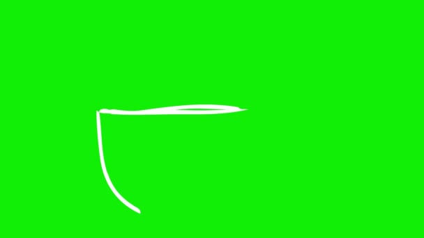 Símbolo Branco Animado Xícara Chá Desenha Ícone Linear Conceito Café — Vídeo de Stock