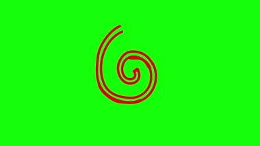 Spiral okun animasyon kırmızı ikonu çizilir. Doğrusal simge. Döngülü video. El çizimi vektör çizimi yeşil arkaplanda izole edildi.