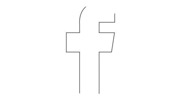 Ícone Preto Animado Facebook Desenhado Símbolo Linear Sinal Rede Social — Vídeo de Stock