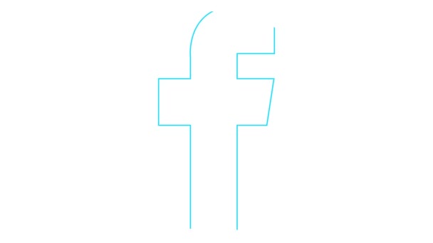 Animated Blue Icon Facebook Drawn Linear Symbol Sign Social Network — Stock Video