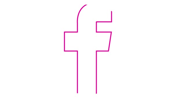 Намальована Анімована Пурпурова Ікона Facebook Рожевий Лінійний Символ Підпис Соціальної — стокове відео