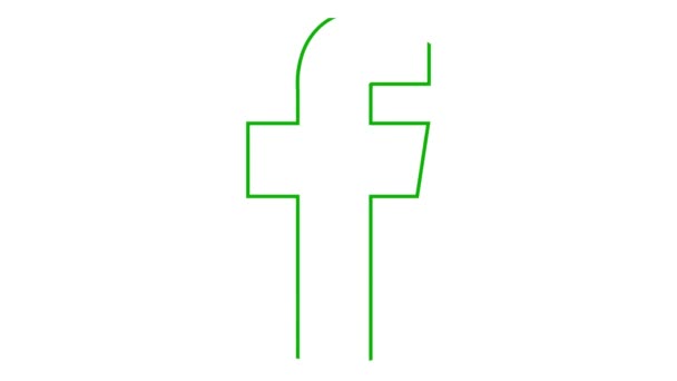 Ícone Verde Animado Facebook Desenhado Símbolo Linear Sinal Rede Social — Vídeo de Stock