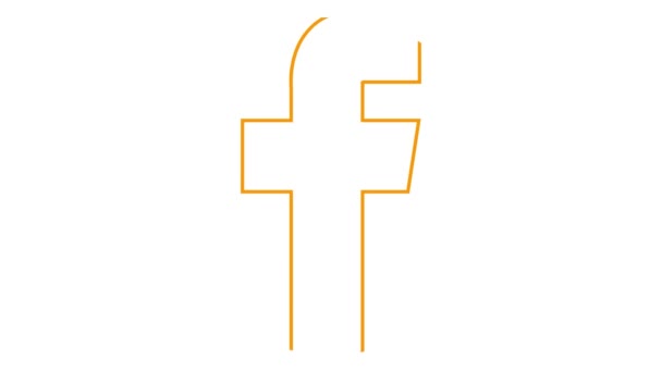 Animovaná Oranžová Ikona Facebooku Nakreslena Lineární Symbol Známka Sociální Sítě — Stock video