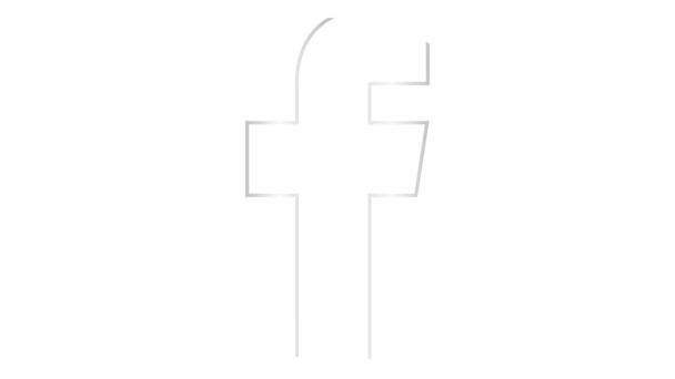 在Facebook上绘制了动画银色图标 线性符号 社交网络的标志 循环视频 白色背景上孤立的线形矢量图 — 图库视频影像