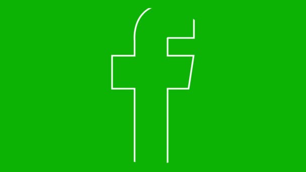 Animated White Icon Facebook Drawn Linear Symbol Sign Social Network — Stock Video