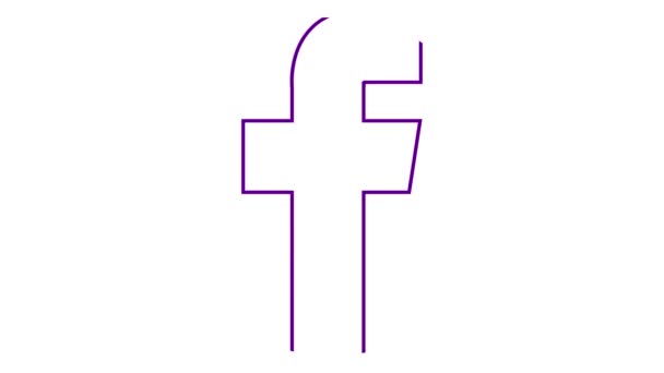 动画紫罗兰色图标的Facebook绘制 线性符号 社交网络的标志 循环视频 白色背景上孤立的线形矢量图 — 图库视频影像