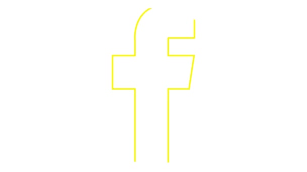 Facebook Animasyon Sarı Simgesi Çiziliyor Doğrusal Sembol Sosyal Ağın Işareti — Stok video
