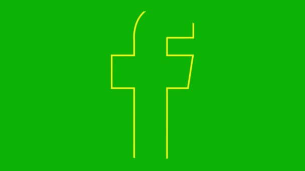Animated Yellow Icon Facebook Drawn Linear Symbol Sign Social Network — Stock Video
