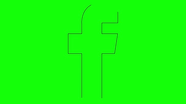 Animated Black Icon Facebook Drawn Linear Symbol Sign Social Network — Stock Video