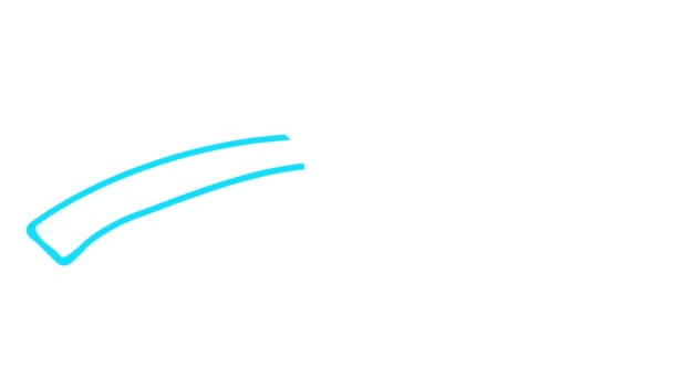 Рисуется Анимированный Линейный Символ Стрелки Рука Нарисованная Голубой Стрелкой Указывает — стоковое видео