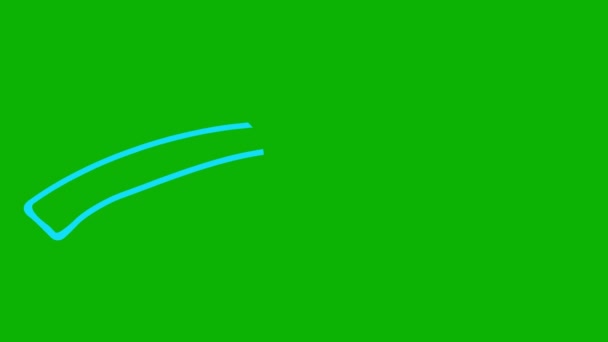 画出了箭头的动画线形符号 手绘蓝色箭头指向右边 在绿色背景上孤立的向量图 — 图库视频影像