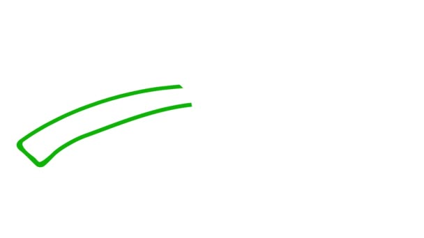 矢印のアニメーション線形シンボルが描画されます 右手に緑の矢印ポイントを描いた 白を基調としたベクトルイラスト — ストック動画