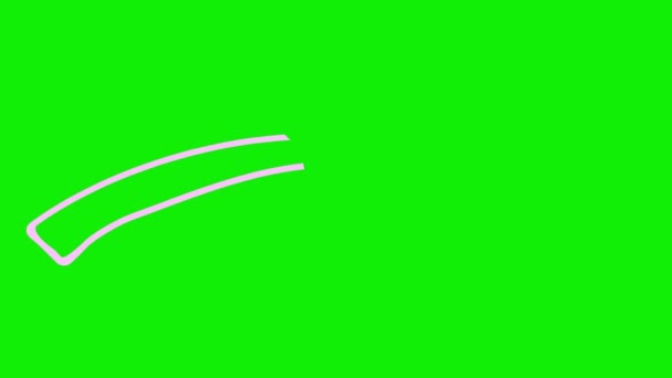 矢印のアニメーション線形シンボルが描画されます 右手にピンクの矢印ポイントを描いた 緑の背景に独立したベクトル図 — ストック動画
