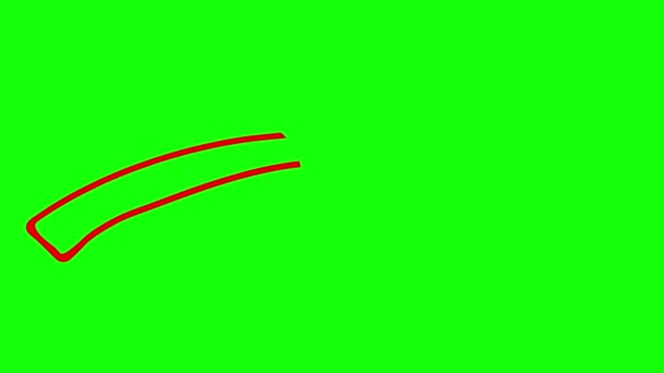 Símbolo Linear Animado Flecha Desenhado Seta Vermelha Desenhada Mão Aponta — Vídeo de Stock