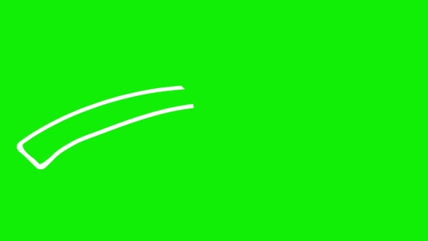 画出了箭头的动画线形符号 手绘的白色箭头指向右边 在绿色背景上孤立的向量图 — 图库视频影像