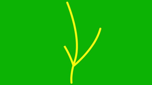 Planta Amarela Linear Animada Com Folhas Ícone Broto Árvore Símbolo — Vídeo de Stock