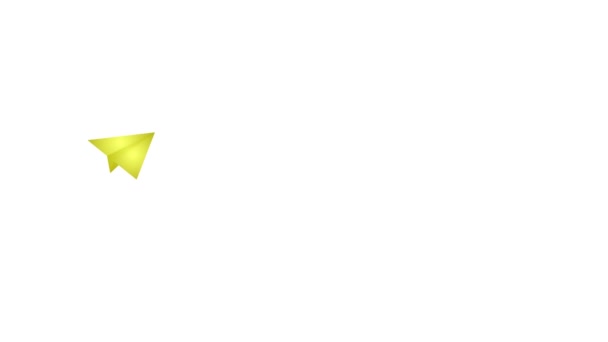 Анімована Золота Ікона Паперового Літака Летить Центру Плоский Символ Концепція — стокове відео