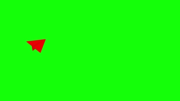Icoana Roșie Animată Avionului Hârtie Care Zboară Din Centru Simbolul — Videoclip de stoc