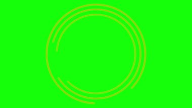 Animasyon turuncu yuvarlak çerçeve dönüşleri. Doğrusal sembol dönüyor. Uzayı metin için kopyala. Vektör illüstrasyonu yeşil arkaplanda izole edildi.