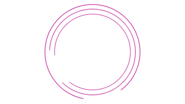 Animowana Magenta Okrągła Ramka Obraca Się Liniowy Różowy Symbol Obraca — Wideo stockowe