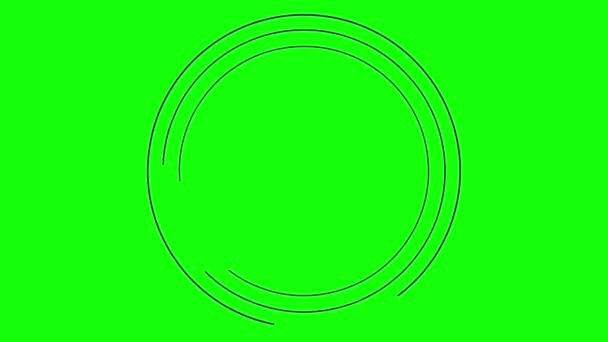 アニメーション紫色の円形フレームが回転します 線形シンボルが回転します テキストのスペースをコピーします 緑の背景に独立したベクトル図 — ストック動画