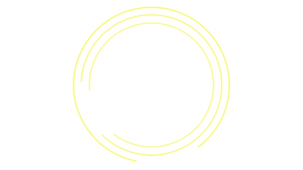 Marco Circular Amarillo Animado Gira Símbolo Lineal Gira Copia Espacio — Vídeos de Stock