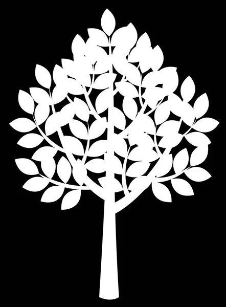 Επίπεδη Εικόνα Δέντρου Φύλλα Στα Κλαδιά Λευκό Σύμβολο Έννοια Της — Διανυσματικό Αρχείο