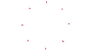 Canlandırılmış el, ışınların kırmızı sembolünü çizdi. Döngülü video. Düz vektör çizimi beyaz arkaplanda izole edildi.