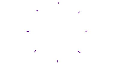 Animasyon el çizimi, ışınların mor sembolü. Döngülü video. Düz vektör çizimi beyaz arkaplanda izole edildi.