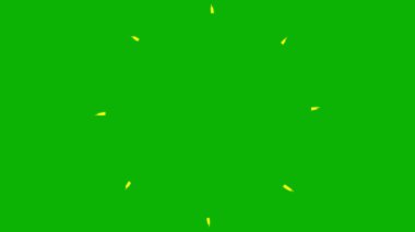 Animasyon el, ışınların sarı sembolünü çizdi. Döngülü video. Düz vektör çizimi yeşil arkaplanda izole edildi.