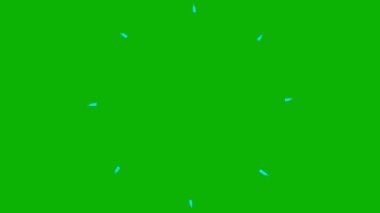 Canlandırılmış el, ışınların mavi sembolünü çizdi. Döngülü video. Düz vektör çizimi yeşil arkaplanda izole edildi.