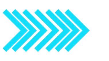 Üçgen okun animasyon mavi sembolü. Düz çizgili ikon sağ tarafı gösteriyor. Döngülü video. Vektör illüstrasyonu beyaz arkaplanda izole edildi.