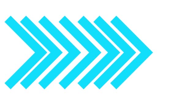 Símbolo Azul Animado Flecha Triangular Icono Rayas Planas Apunta Derecha — Vídeo de stock