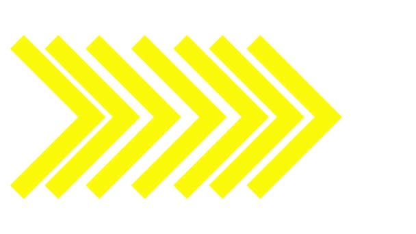 Animowany Żółty Symbol Trójkątnej Strzałki Płaska Ikona Paski Wskazuje Prawo — Wideo stockowe