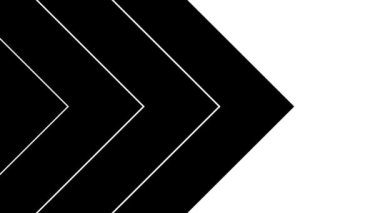 Üçgen şeritlerden hareketli siyah arka plan. Dekoratif oklar soldan sağa hareket eder. Döngülü video. Geometrik arka plan. Düz vektör çizimi beyaz arkaplanda izole edildi.