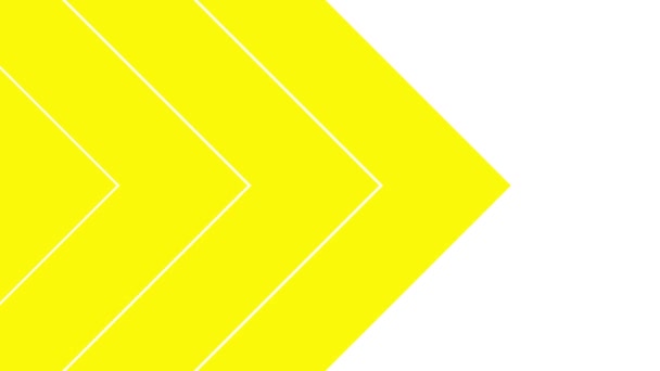三角形のストリップからアニメーション黄色の背景 装飾的な矢印が左から右に移動します ループビデオだ 幾何学的背景 白い背景に孤立したフラットベクトルイラスト — ストック動画