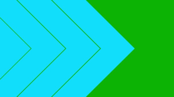 三角形のストリップからアニメーション青の背景 装飾的な矢印が左から右に移動します ループビデオだ 幾何学的背景 緑の背景に隔離されたフラットベクトルイラスト — ストック動画