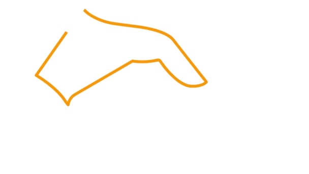 Animiertes Orangefarbenes Lineares Handshake Symbol Erscheint Symbol Wird Gezeichnet Konzept — Stockvideo