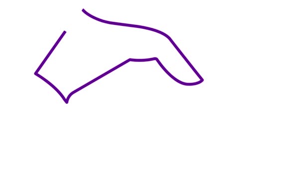 动画紫色线形握手图标出现 符号被画出来了交易概念 伙伴关系 白色背景上孤立的矢量线说明 — 图库视频影像