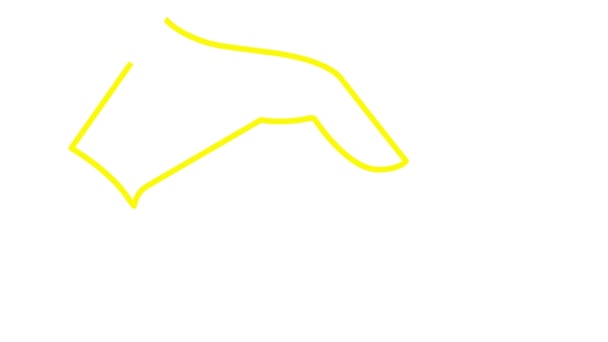动画黄色线性握手图标出现 符号被画出来了交易概念 伙伴关系 白色背景上孤立的矢量线说明 — 图库视频影像