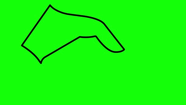 动画黑色线性握手图标出现 符号被画出来了交易概念 伙伴关系 在绿色背景上孤立的矢量线说明 — 图库视频影像
