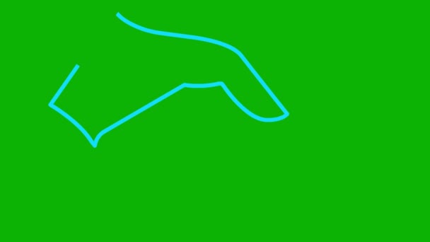 动画蓝色线性握手图标出现 符号被画出来了交易概念 伙伴关系 在绿色背景上孤立的矢量线说明 — 图库视频影像