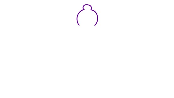 Анимированная Девушка Занимается Йогой Сидя Позе Лотоса Линейная Фиолетовая Икона — стоковое видео