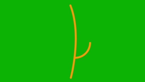 アニメーションされたリニアオレンジの葉 植物のアイコン シンボルは徐々に描かれている 有機食品 エコロジー アグロニー 収穫の概念 緑色の背景に分離されたベクトルイラスト — ストック動画