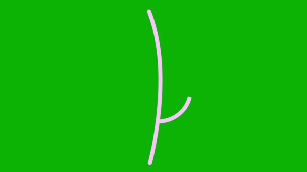 アニメーションされたリニアピンクの葉 植物のアイコン シンボルは徐々に描かれている 有機食品 エコロジー アグロニー 収穫の概念 緑色の背景に分離されたベクトルイラスト — ストック動画